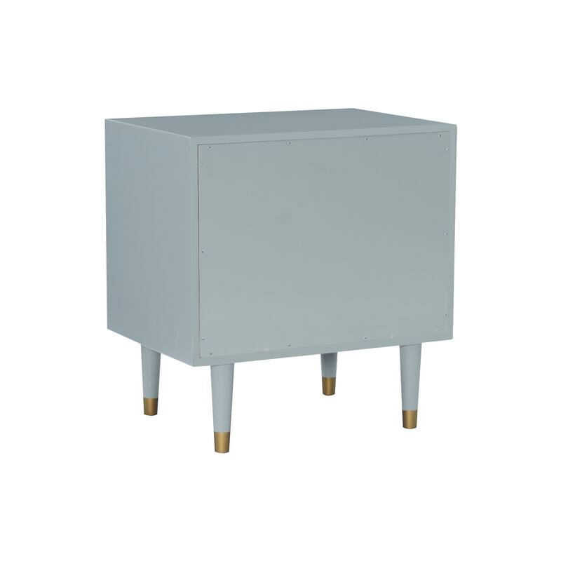 27" Gray Geometric Patterned Two Drawer Nightstand