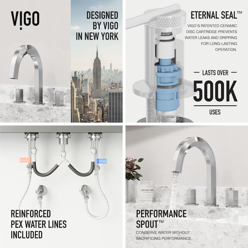 VIGO Hart 9" H 2-Handle Widespread Bathroom Faucet