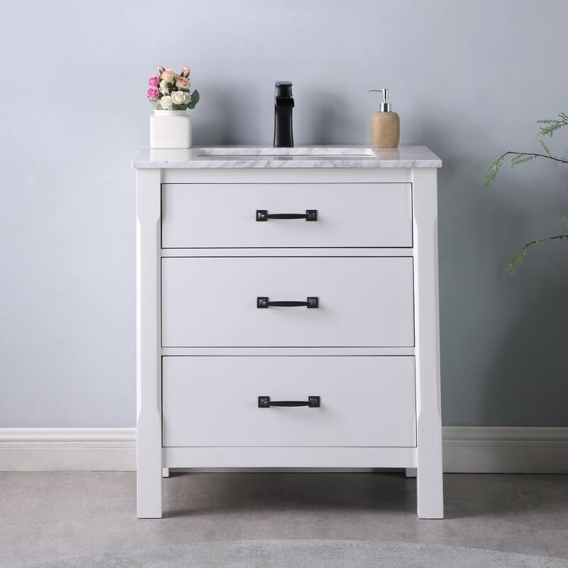 Altair Maribella Single Bathroom Vanity Set and Carrara White Countertop without Mirror