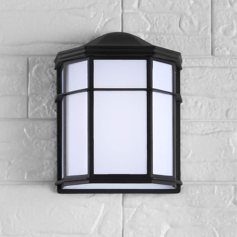 Henry 7.75" Outdoor Metal Integrated Sconce, Black/White by JONATHAN Y