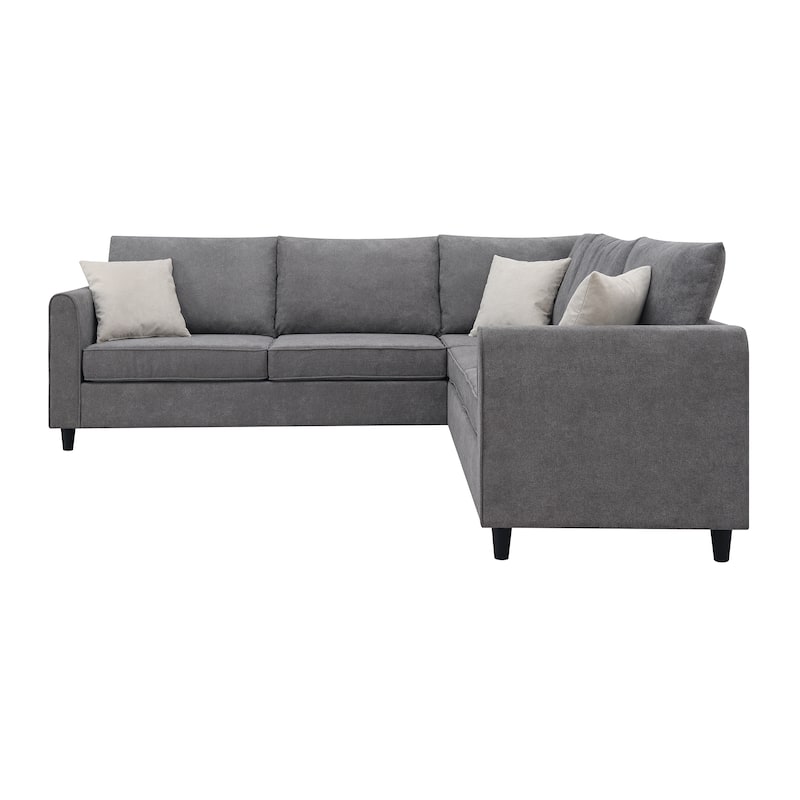 Modern 3 Piece Sectional Sofa with Wide Track Arms and Supportive Cushions for Family Living Rooms or Apartments