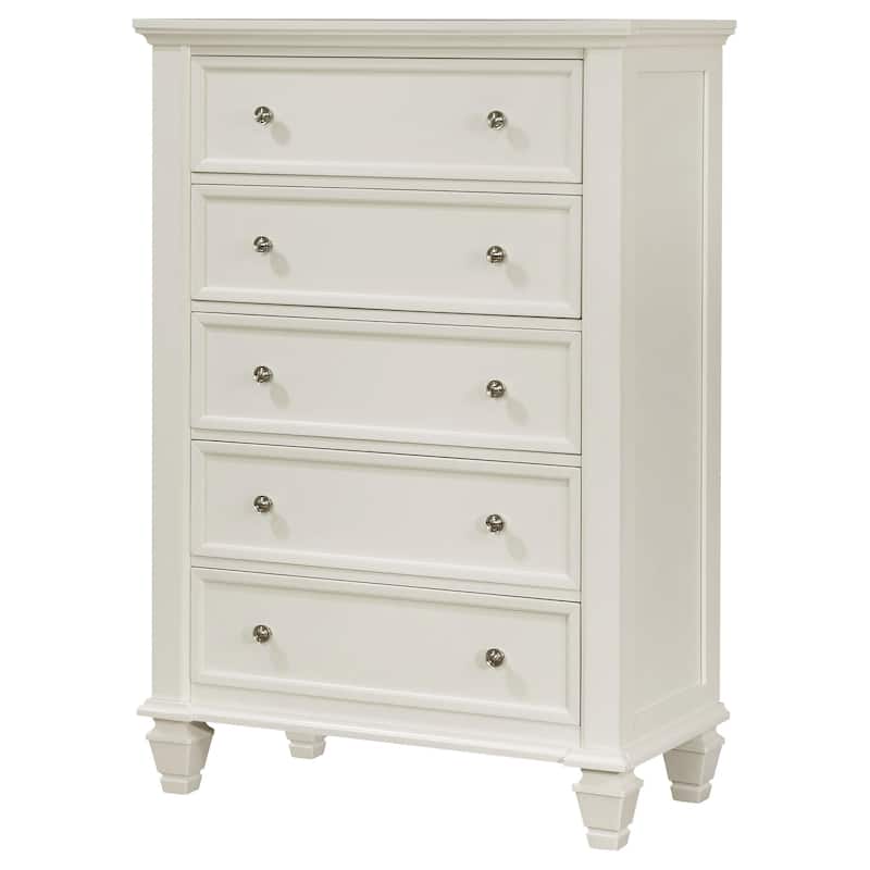 Sandy Beach Coastal Wood 5-drawer Bedroom Chest