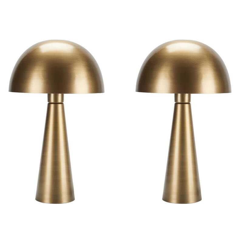 Nourison 16" Mushroom Shaped Iron Table Lamps, Set of 2