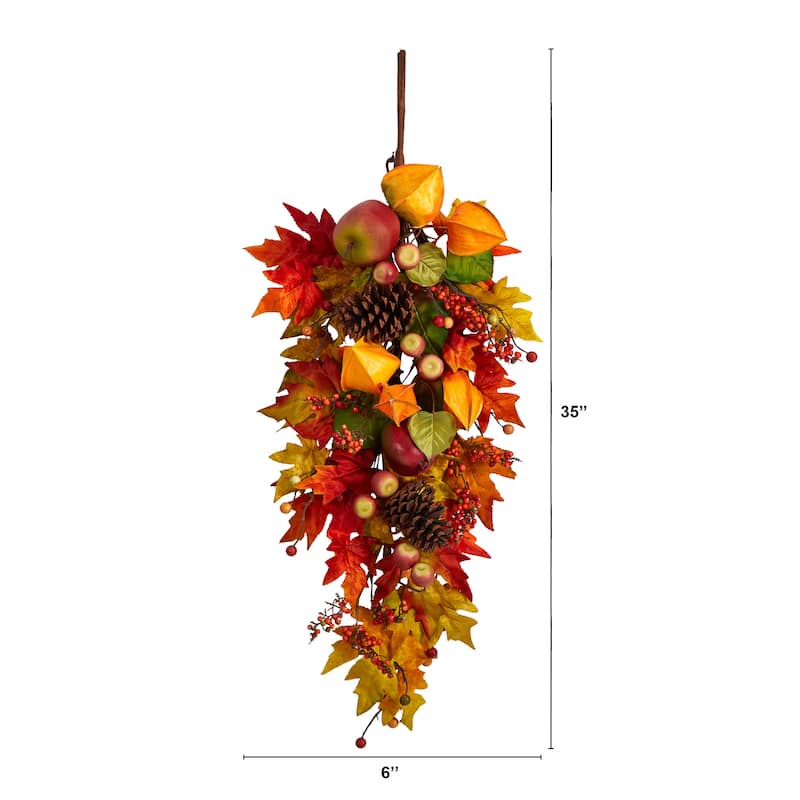 35" Autumn Maple Leaf and Berries Fall Teardrop - 35