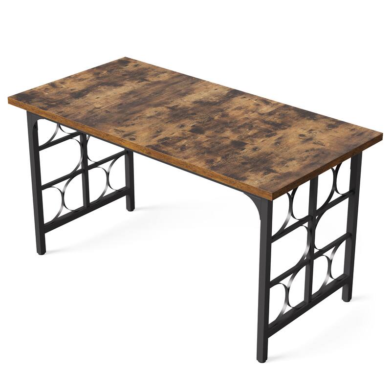 55 Inch Large Computer Desk, Industrial Office Desk with Metal Frame