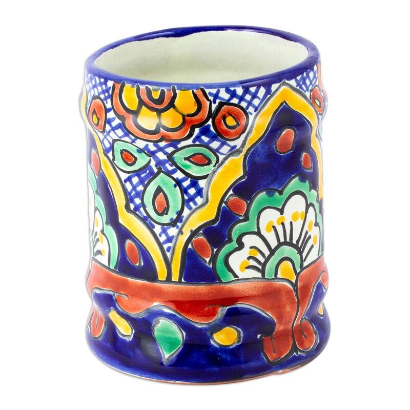 Novica Handmade Hidalgo Fiesta Ceramic Utensils Holder