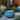 Round Blue Ceramic Water Floor Fountain with LED Light and Pump