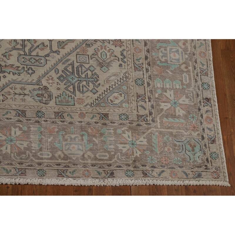 Geometric Tabriz Persian Area Rug Living Room Hand-Knotted Wool Carpet - 8'0"x 10'10"