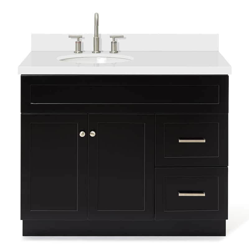 Ariel F043SLWQOVO Hamlet 43" Free Standing Single Basin Vanity Set - Black / Pure White Top - Anthracite Finish