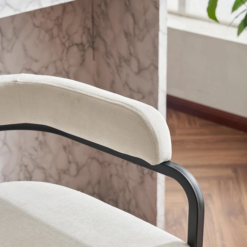 Modern Chenille Bar Stools Set of 2, Upholstered Counter Height Chairs