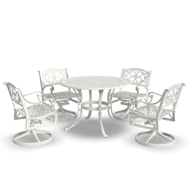 Sanibel White 5 Piece Outdoor Dining Set - N/A
