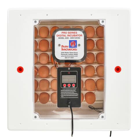Farm Innovators 4250 Digital Circulated Air Incubator w/ Auto Egg Turner, White