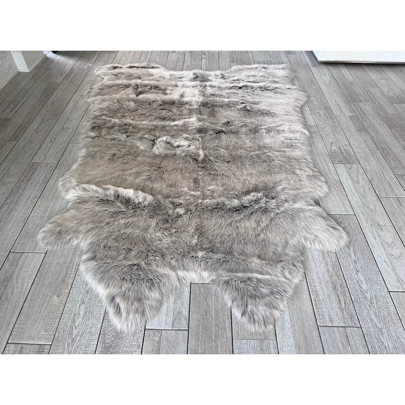 Silver Orchid Luxurious Faux Bison Skin Shag Rug