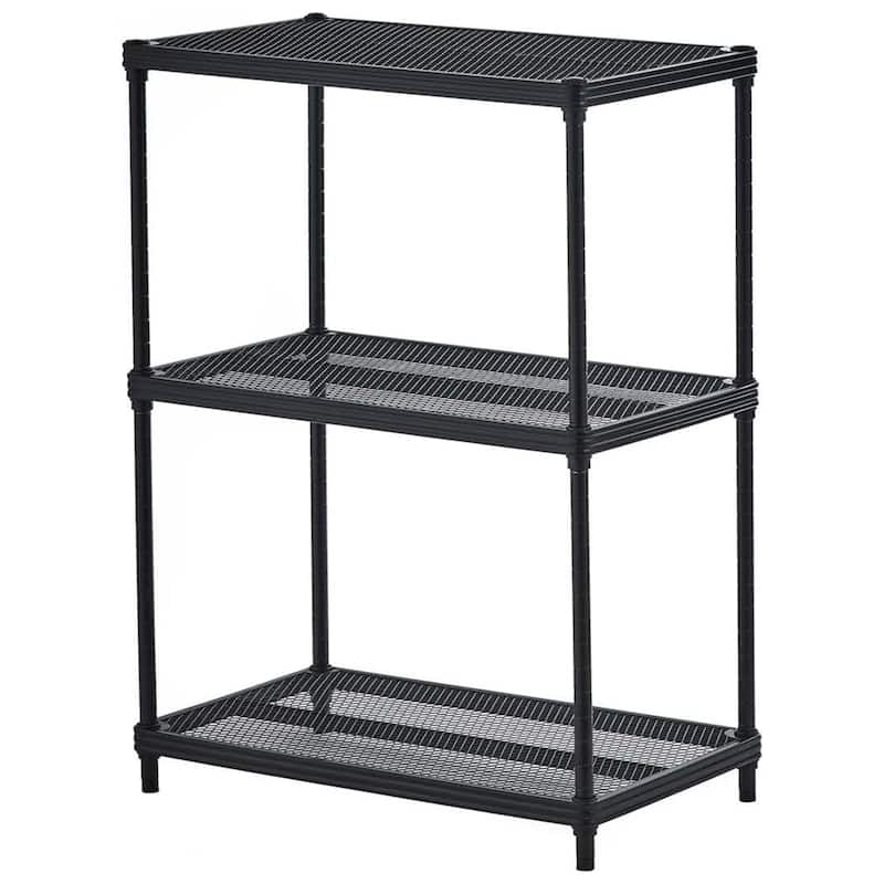 Design Ideas MeshWorks 3 Tier Full-Size Metal Storage Shelving Unit Rack, White