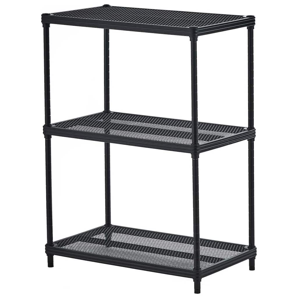 Design Ideas MeshWorks 3 Tier Full-Size Metal Storage Shelving Unit Rack, White