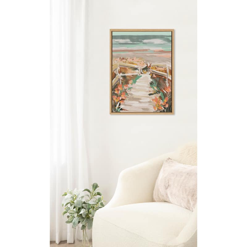 Kate and Laurel Sylvie Landscape 08 Beach Framed Canvas by Annie Quigley