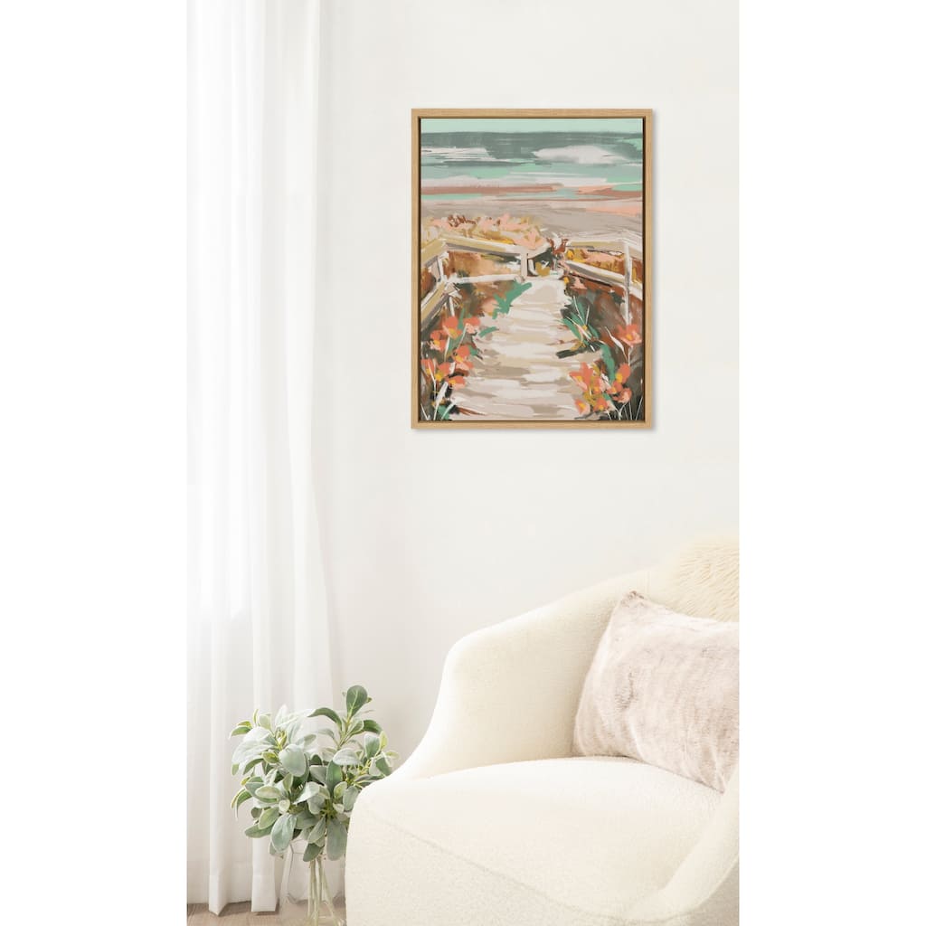 Kate and Laurel Sylvie Landscape 08 Beach Framed Canvas by Annie Quigley