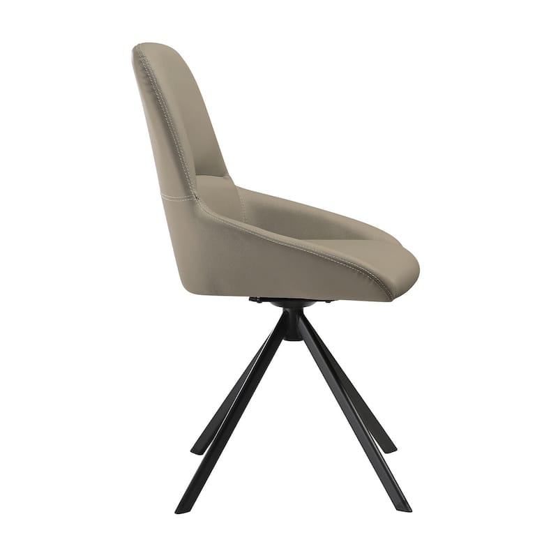 Black/Taupe Gray Faux Leather Upholstered Metal Frame Dining Chair, Set of 2, Sturdy Dining Chair for Dining Rooms - 20.5