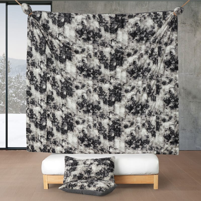 Midnight Snowfall - Coma Inducer® Oversized Comforter Set - Black and White