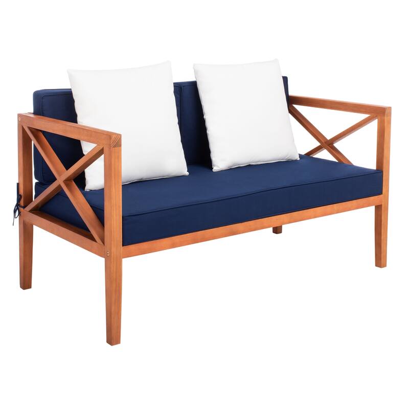 SAFAVIEH Outdoor Dafne 4-Piece Conversation Patio Set with Accent Pillow - 50W x 26D x 25H