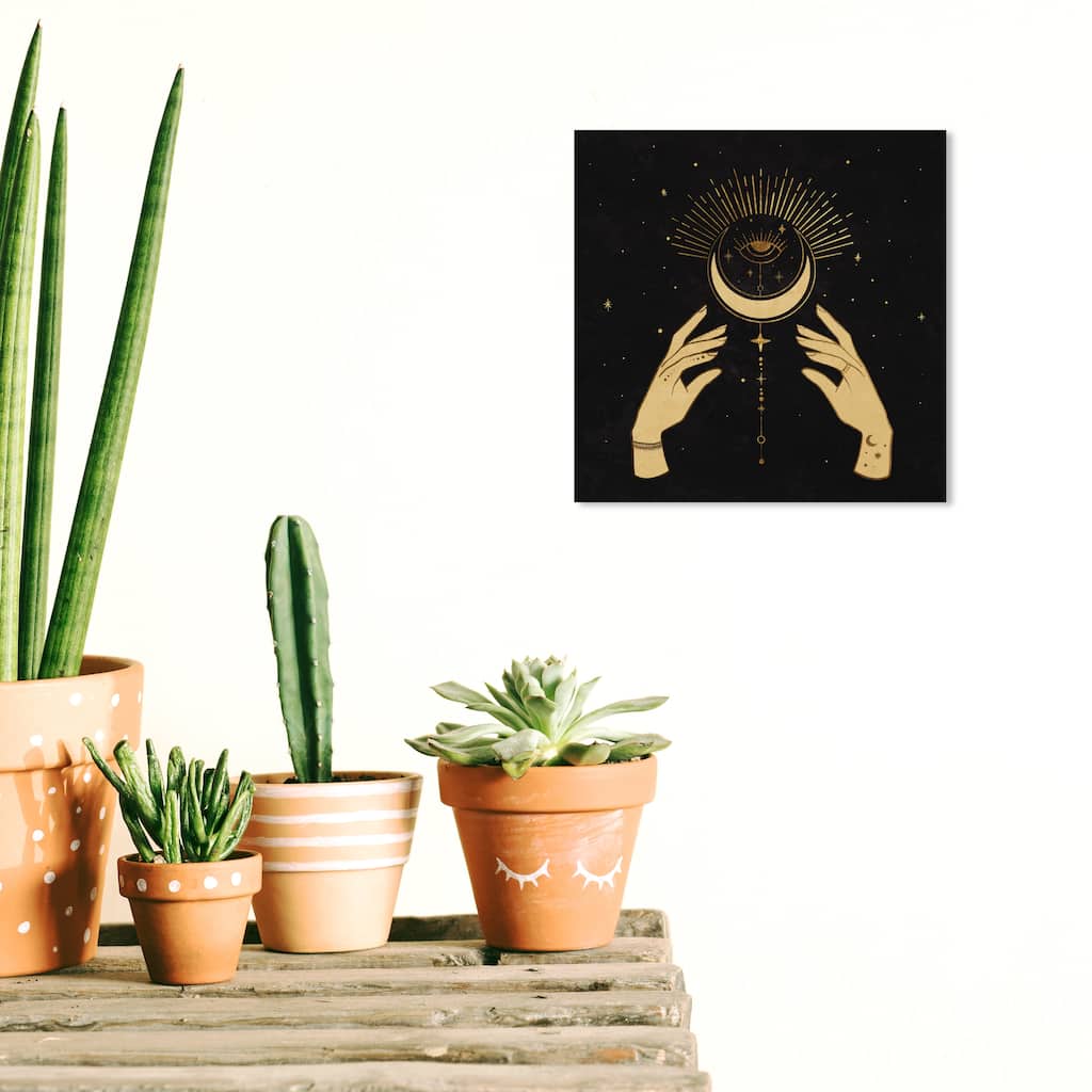Wynwood Studio Canvas Abstract Celestial Hands 1 Gold and Bohemian & Eclectic Wall Art Canvas Print