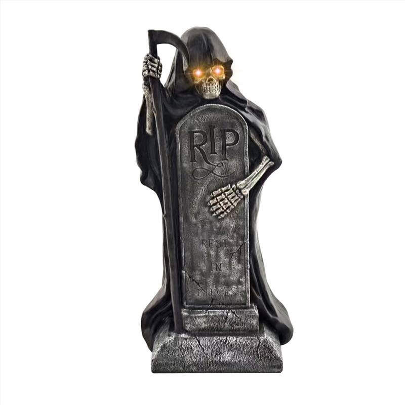 Haunted Hill Farm 39-in. Grim Reaper Holding Sickle Statue with LED Eyes