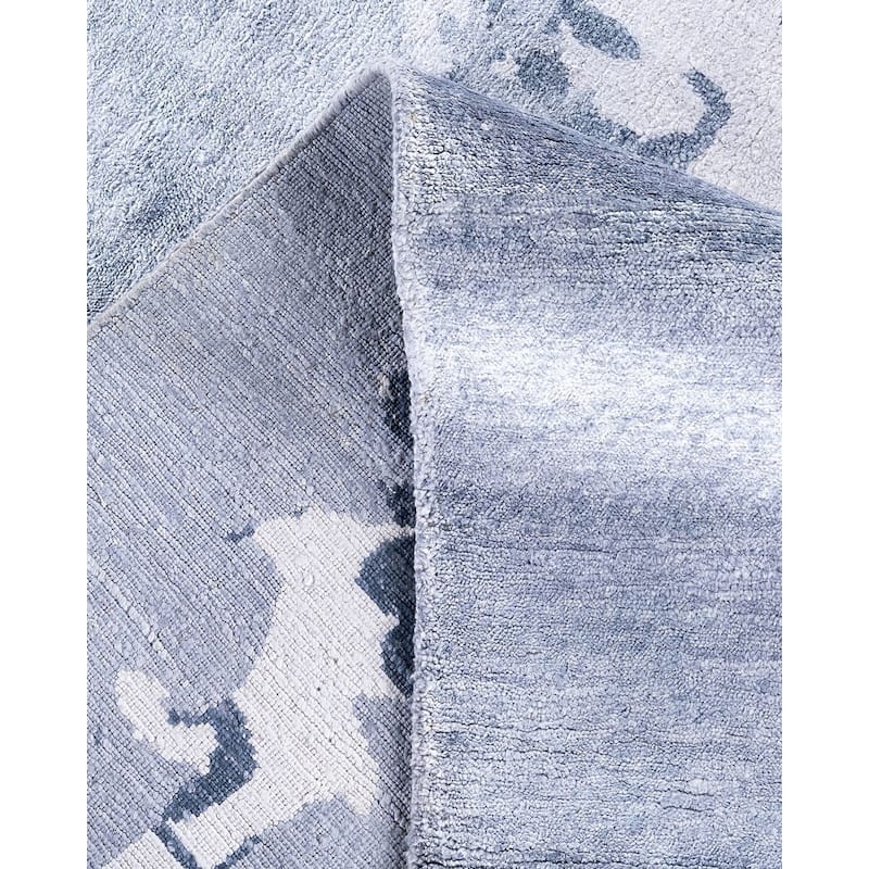 Modern One-of-a-Kind Hand-Knotted Area Rug, Blue - 9' 4" x 12' 1"