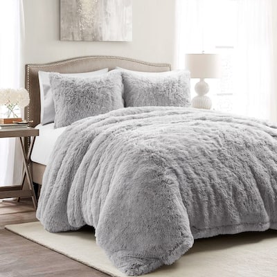 Lush Decor Emma Faux Fur Cozy Super Soft Oversized Duvet Cover 3Pc Set