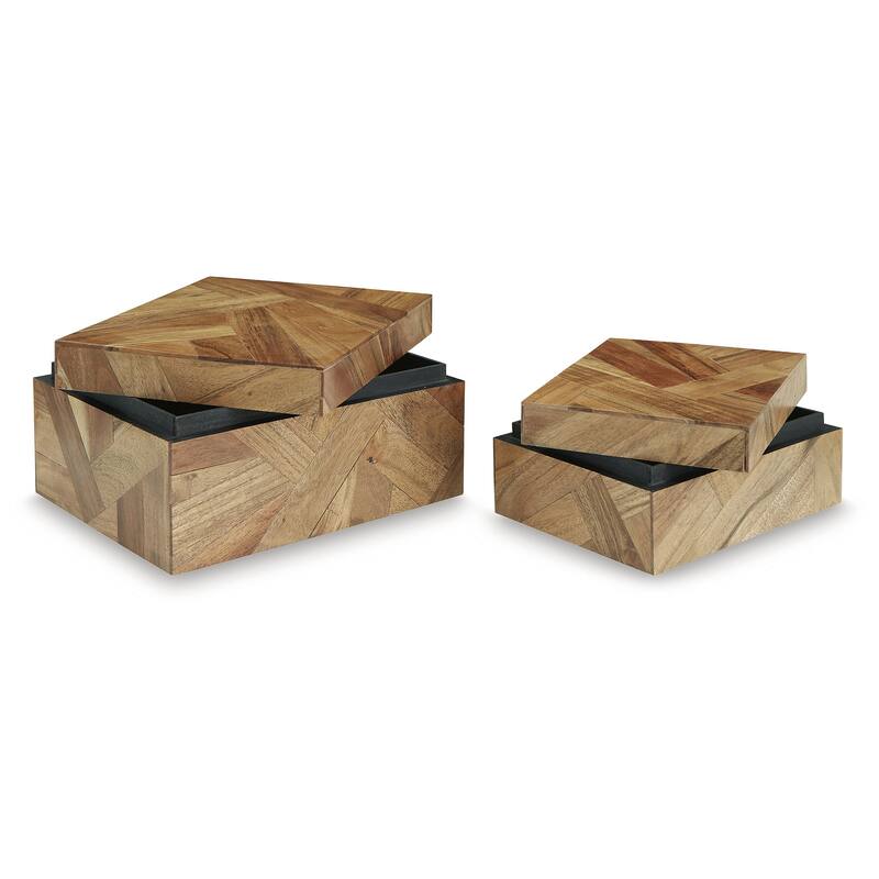 Signature Design by Ashley Antford Brown Box (Set of 2) - 9.25" W x 7.25" D x 4.75" H