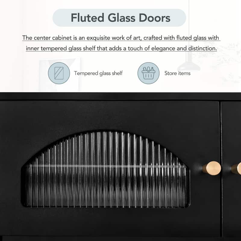 86.6" TV Stand with Glass Doors for 95" TVs