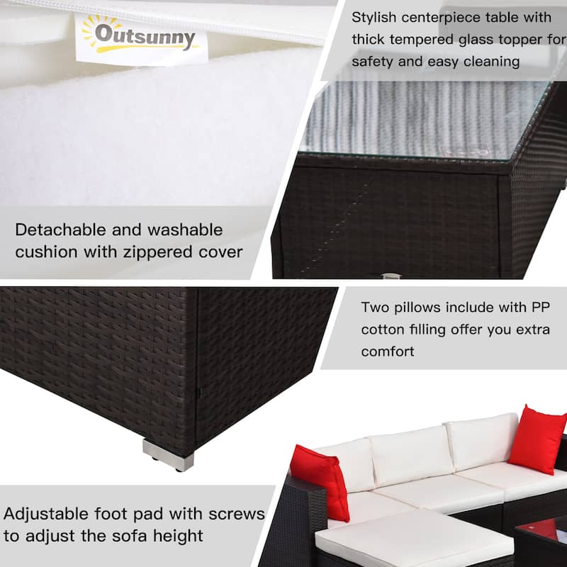 Outsunny Deluxe Outdoor Rattan Wicker 5-Piece Patio Furniture Set