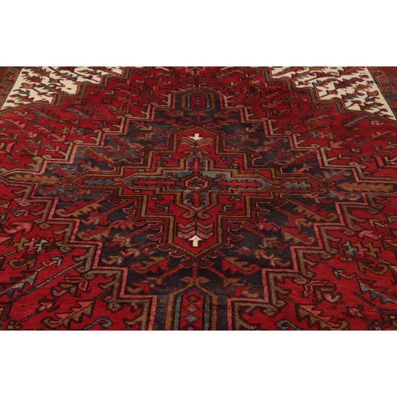 Hand Knotted Oriental 100% Wool Carpet Traditional Medallion Red Heriz Area Rug - 10' 8'' X 7' 9''