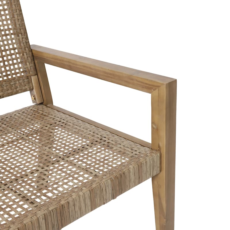 Kiara Outdoor Wicker and Acacia Wood Loveseat by Christopher Knight Home