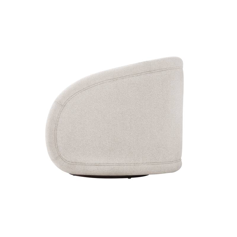 Scott Living - Sabbo Modern Boucle Upholstered 360° Swivel Accent Chair, Walnut-Finished Solid Wood Base & Ergonomic Curved Back