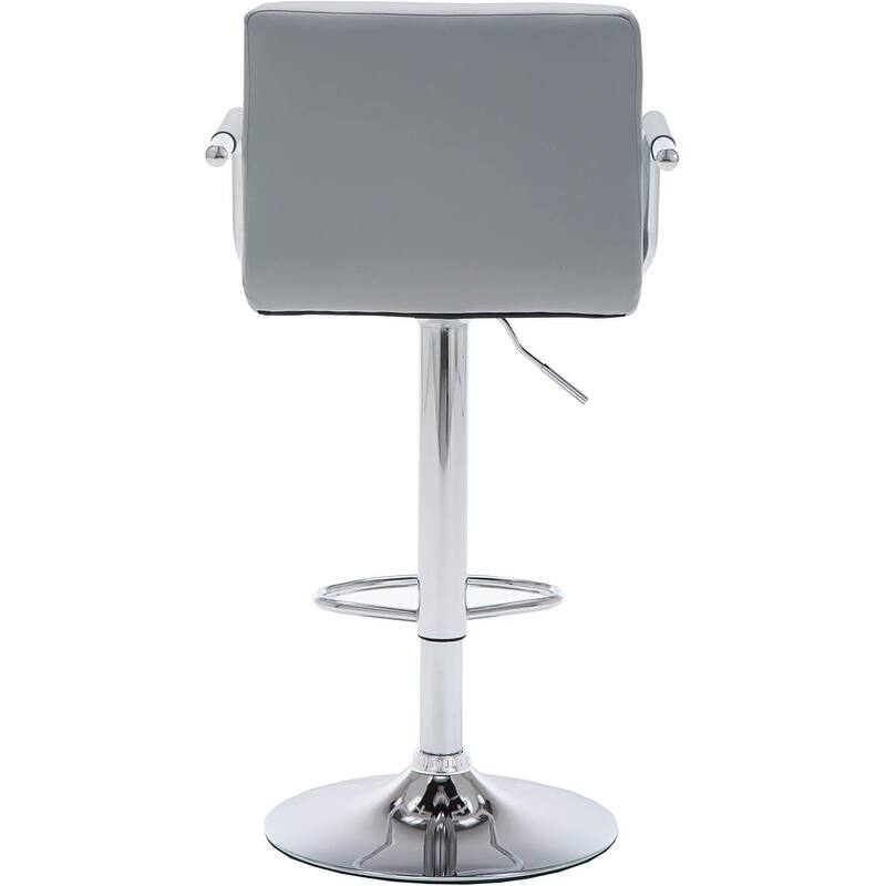 Contemporary Adjustable Swivel Arm Bar Stool with Cushion, Gray