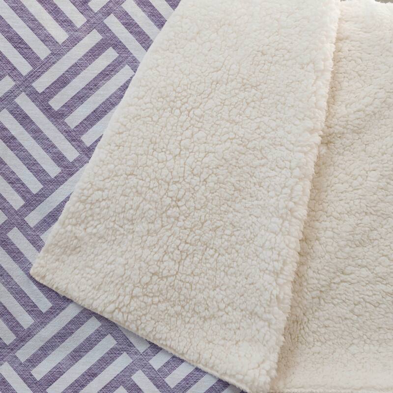 Premium Machine Washable Contemporary Geo Sherpa Throw Blanket