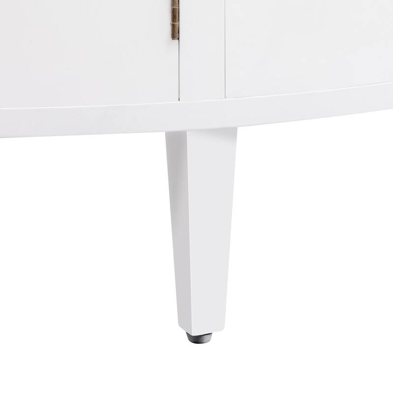 Curved Design Storage Cabinet with Adjustable Shelves and Drawer