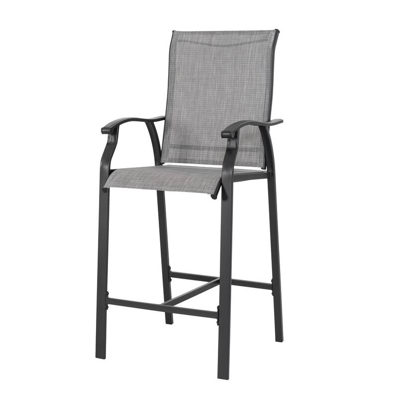Patio 3-Piece Textilene Bar Set with High Backrest, Black and Gray