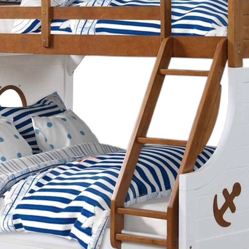 Nexo Twin over Full Bunk Bed, Nautical Accents in White & Oak Brown