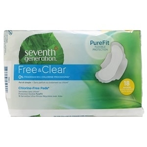 Seventh Generation Ultra Thin Maxi Pads - Chlorine Free - Regular with Wings - 18 Pads