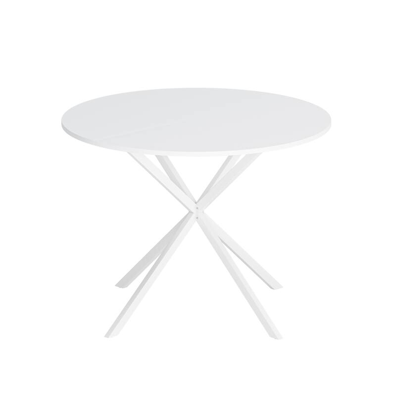 Modern Cross Leg Round Dining Table with Matte Finish Iron Legs
