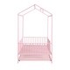 preview thumbnail 11 of 12, Pink Twin Size Metal House Bed with Fence, Kids Bed with Trundle