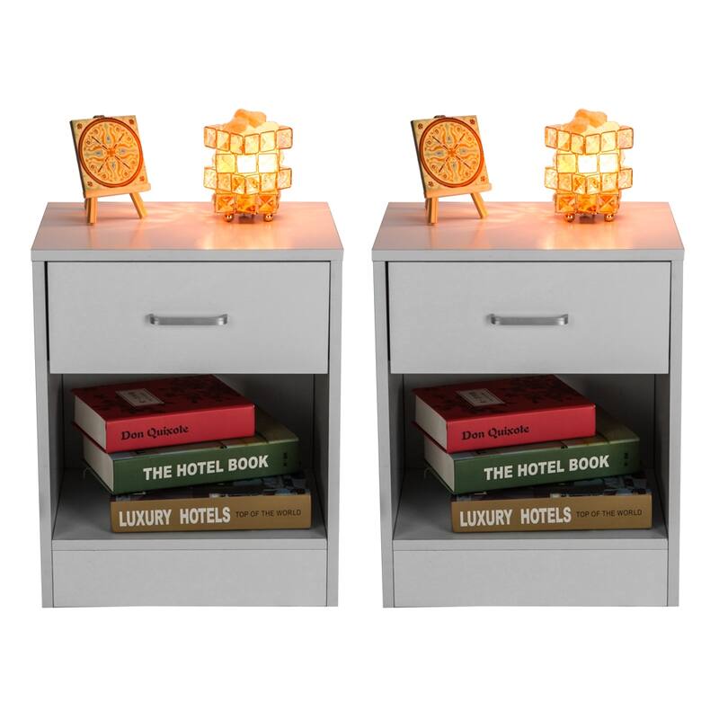 Set of 2 Bedroom Storage End Beside Table 1 Drawer Nightstand
