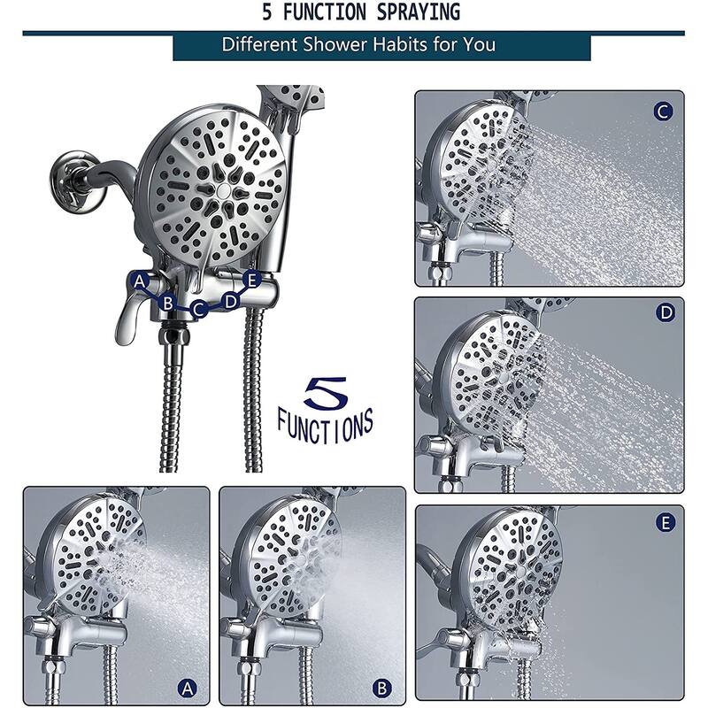 Shower Faucet Set with 5 in. Head Complete Shower System Matte Black
