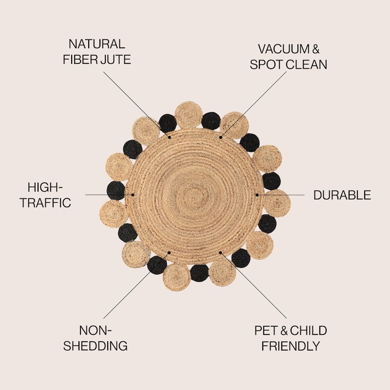 JONATHAN Y Aurora Geometric Jute Circle Area Rug