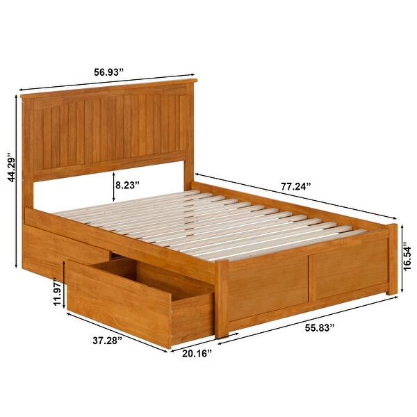 dimension image slide 7 of 11, Nantucket Platform Bed with Footboard and Storage Drawers
