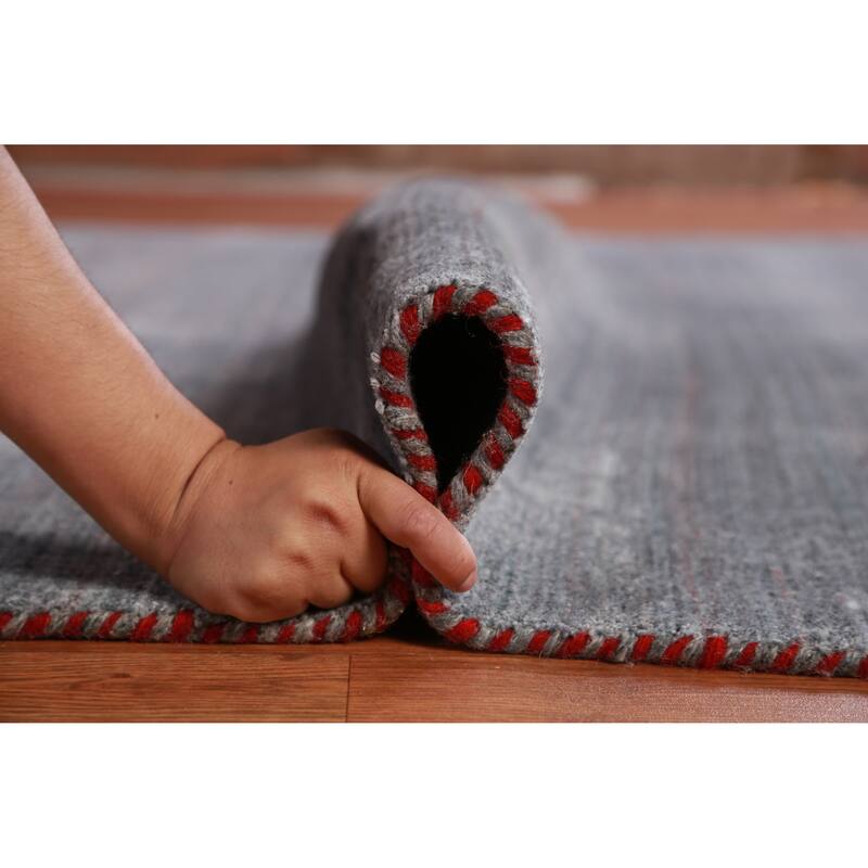 Hand Knotted Oriental 100% Wool Carpet Tribal Tribal Greys & Charcoal Gabbeh Area Rug - 9' 6'' X 8' 1''