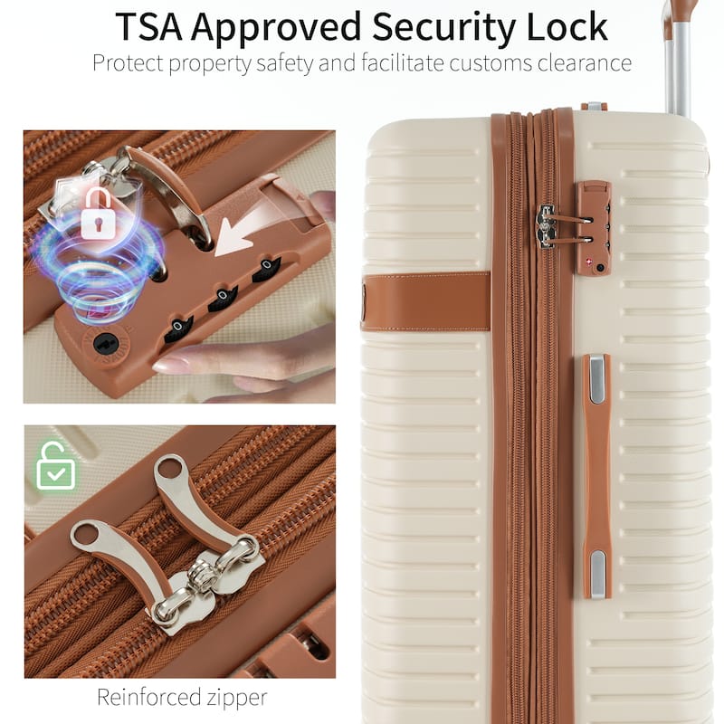 4 Piece Luggage Set Suitcase Set, Hardshell Lightweight Expandable Travel Luggage w/ 4 Packing Cubes, TSA Lock, Spinner Wheels