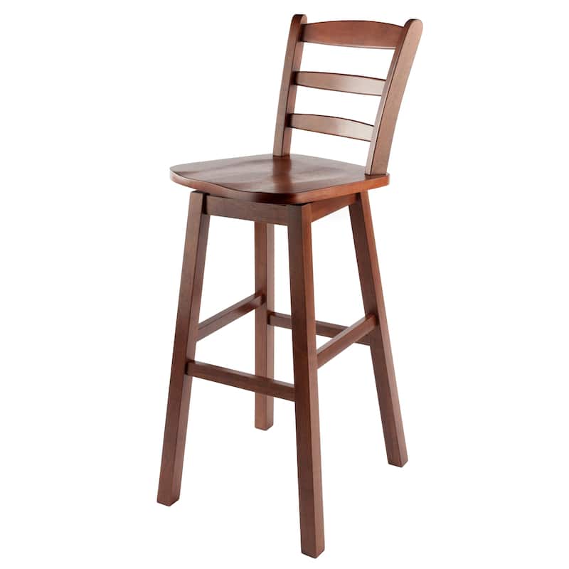 Ladder-back Swivel Seat Bar Stool, Walnut - 16.38 x 18.27 x 43.68 inches
