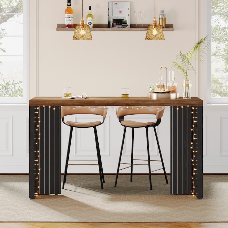 Home Bar Unit, 55.12-Inch Bar Table with Large Tabletop - 55.12" L x 19.69" W x 35.83" H